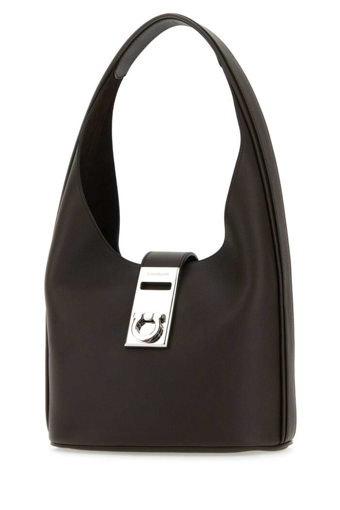 Dark brown leather medium Hobo handbag - Image 2