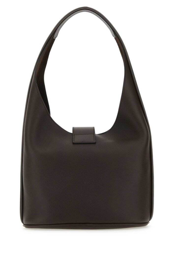Dark brown leather medium Hobo handbag - Image 3