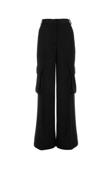 Black satin cargo pant