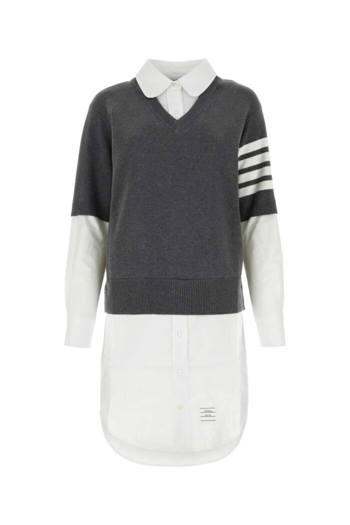 Two-tone cotton shirt dress - Image 1