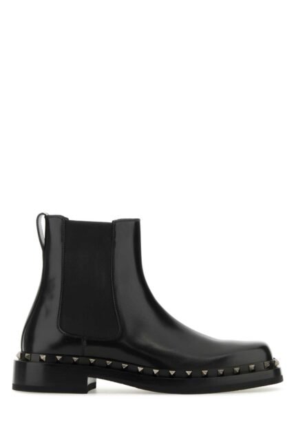 Black leather Rockstud M-Way ankle boots