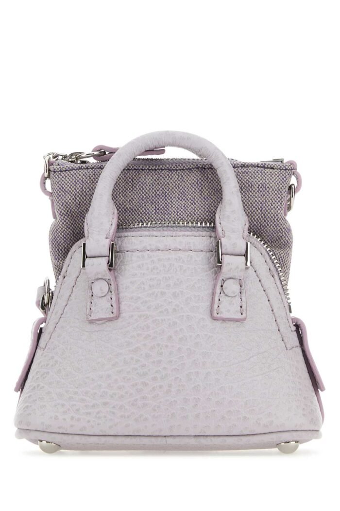 Lilac leather and fabric 5AC Classique Baby handbag - Image 3
