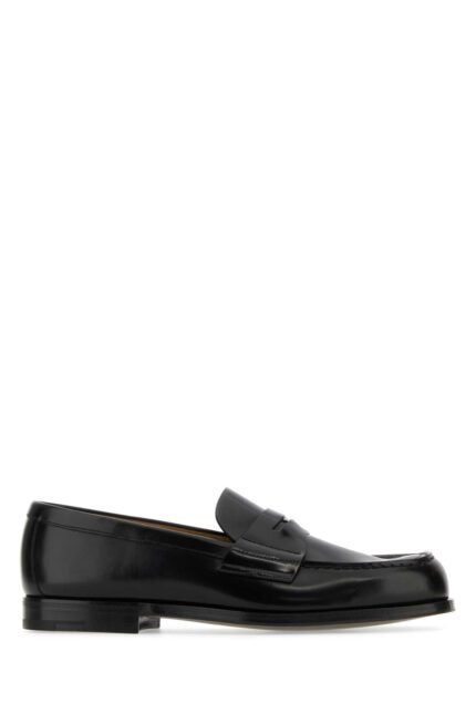 Black leather loafers