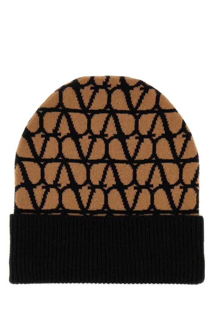 Printed cashmere beanie hat - Image 1