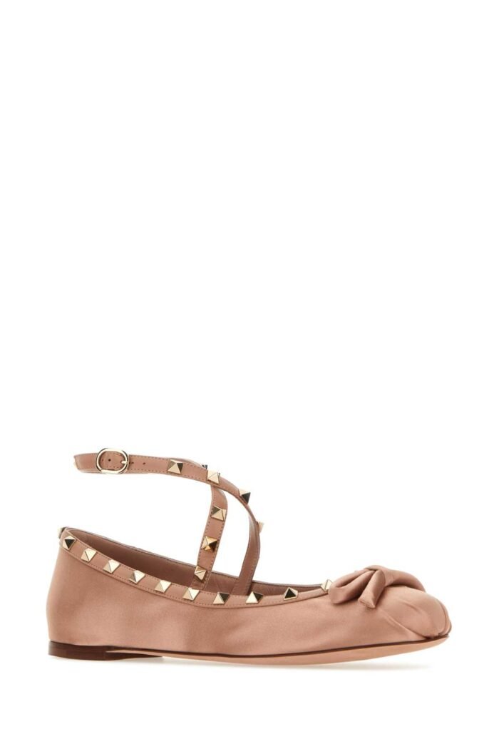 Powder pink satin Rockstud ballerinas - Image 2