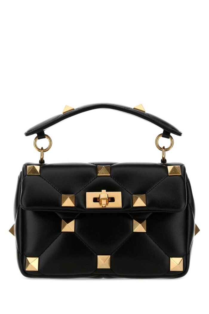 Black nappa leather medium Roman Stud handbag - Image 1