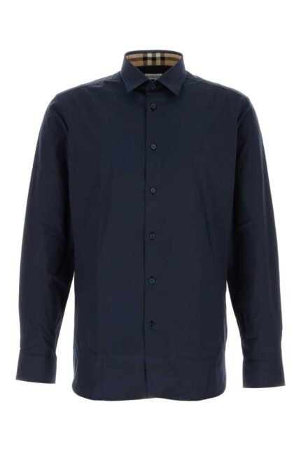 Navy blue stretch poplin shirt