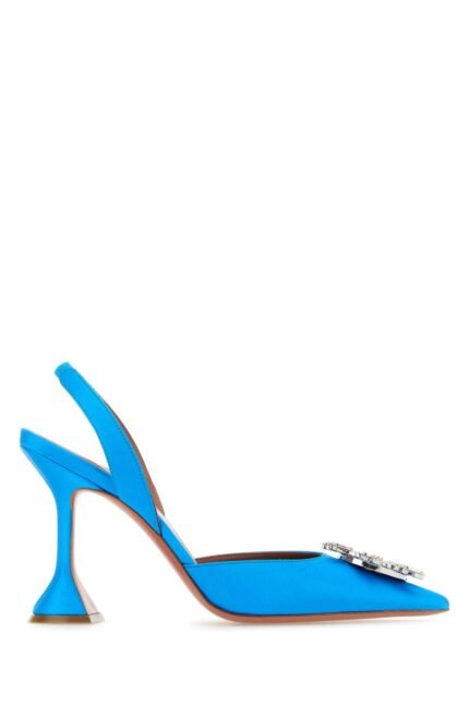 Turquoise satin Begum pumps