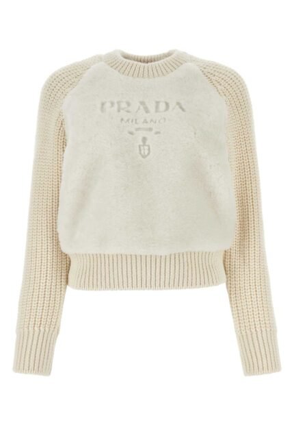 Ivory shearling and alpaca sweater