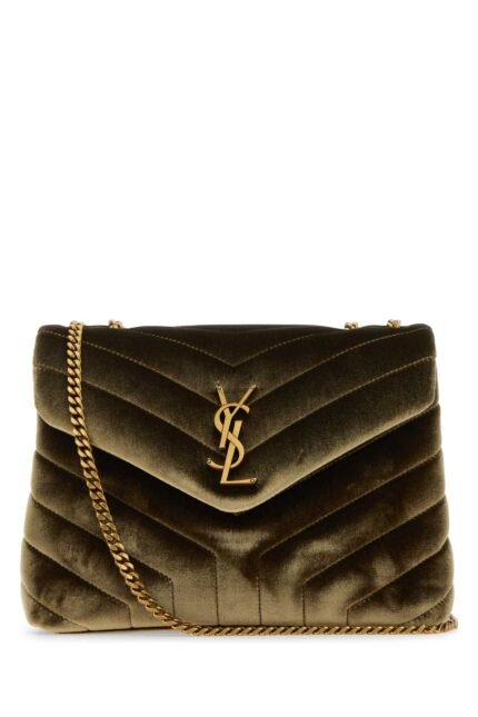 Olive green velvet small LouLou shoulder bag