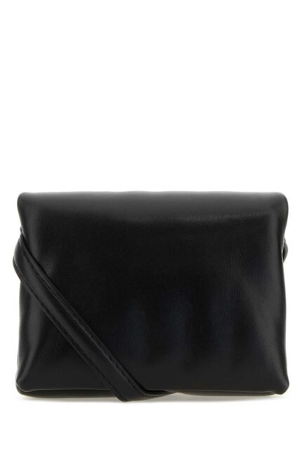 Black leather mini Prisma clutch
