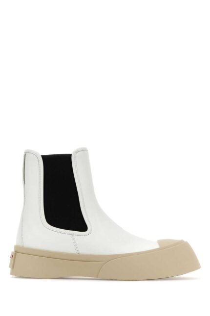 White nappa leather Pablo ankle boots