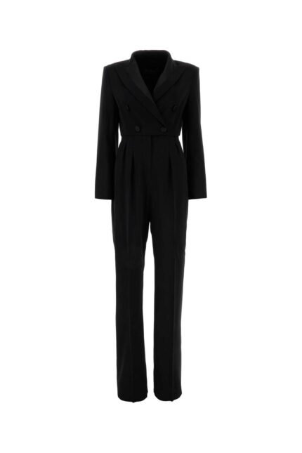 Black stretch wool Mincio jumpsuit