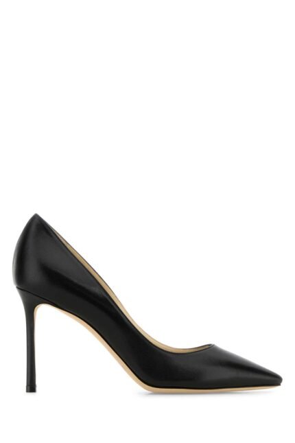 Black leather Romy 85 pumps
