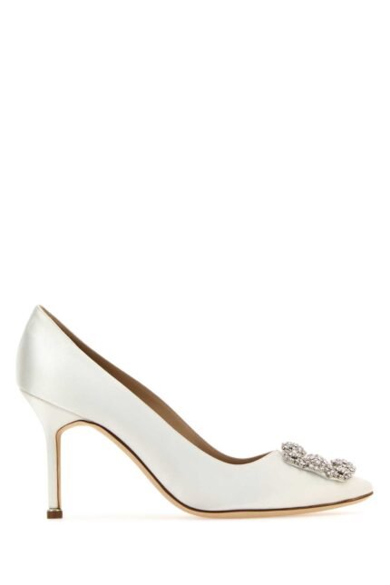 White satin Hangisi pumps