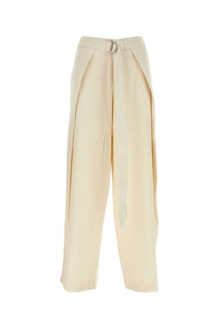 Ivory viscose blend wide-leg pant