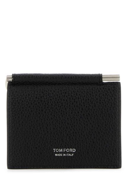 Black leather card holder