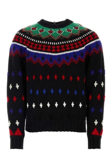 Embroidered wool blend Tricot sweater