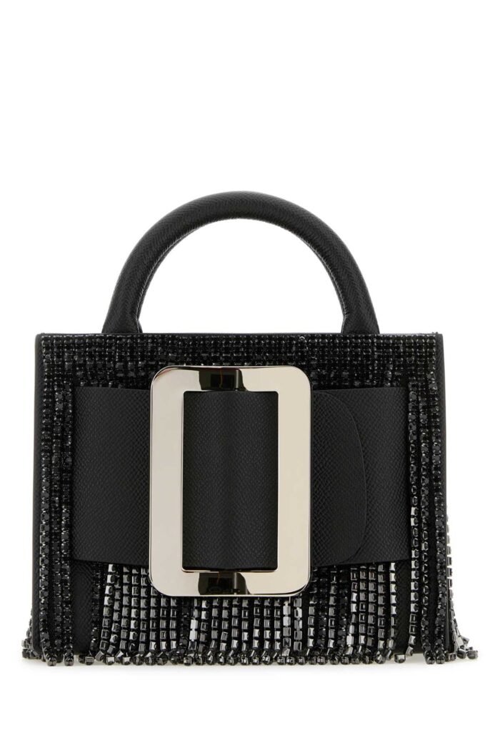 Black leather Bobby 18 Crystal Flapper handbag - Image 1