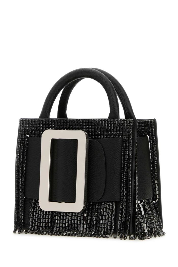 Black leather Bobby 18 Crystal Flapper handbag - Image 2