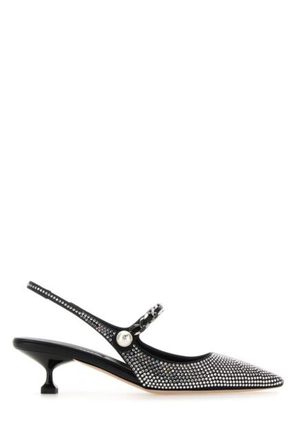 Embellished satin pumps