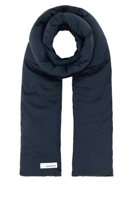 Navy blue nylon reversible scarf