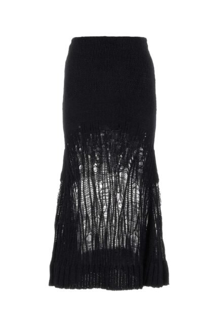 Black wool blend skirt