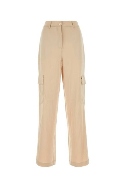 Skin pink triacetate blend wide-leg pant