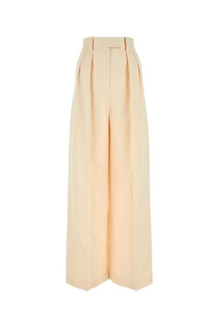 Ivory cotton blend wide-leg Teyana pant
