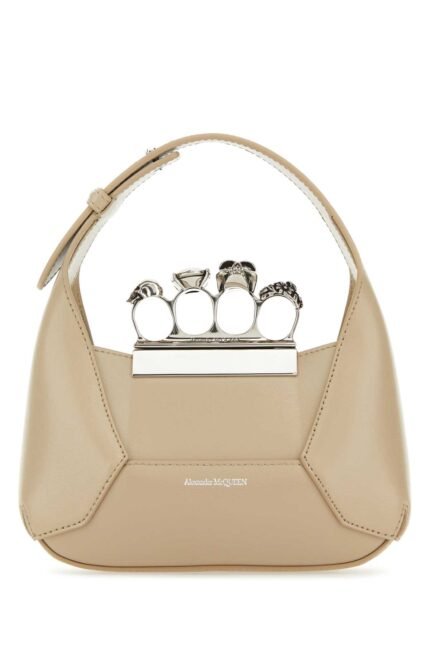 Sand leather mini Jewelled Hobo handbag