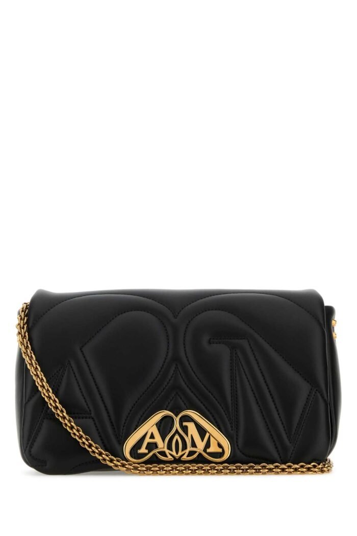 Black leather small Seal shoulder bag - Image 1