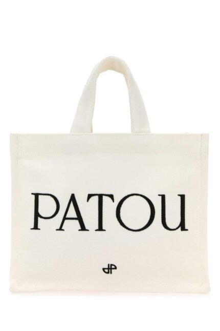 White canvas small Tote Patou shopping bag