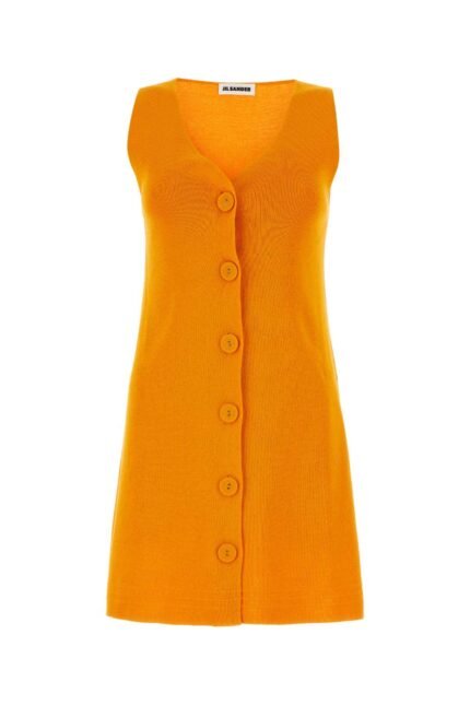 Orange cotton blend dress