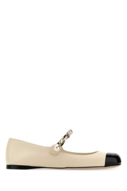 Ivory leather ballerinas