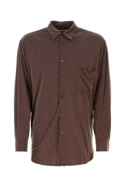 Chocolate stretch cupro Liquid shirt