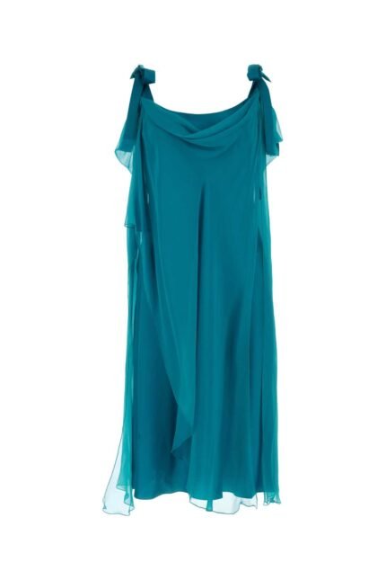 Teal green silk dress