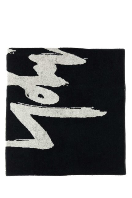 Black terry fabric shower towel