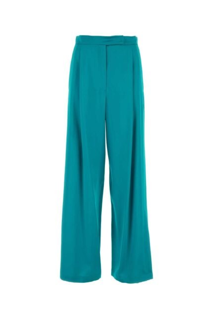 Turquoise satin Fiesta wide-leg pant