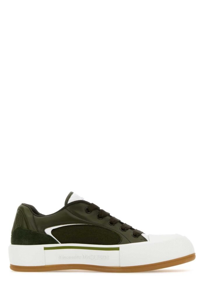 Olive green Plimsoll sneakers - Image 1