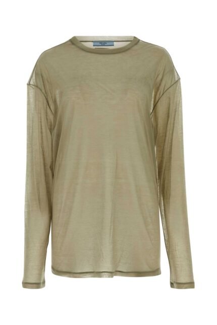 Khaki lyocell blend oversize t-shirt