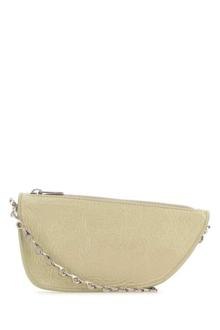 Pastel green leather micro Shield crossbody bag