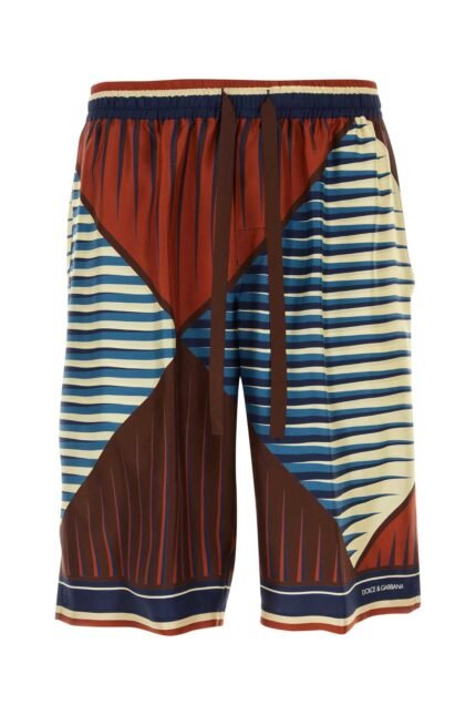 Printed satin bermuda shorts