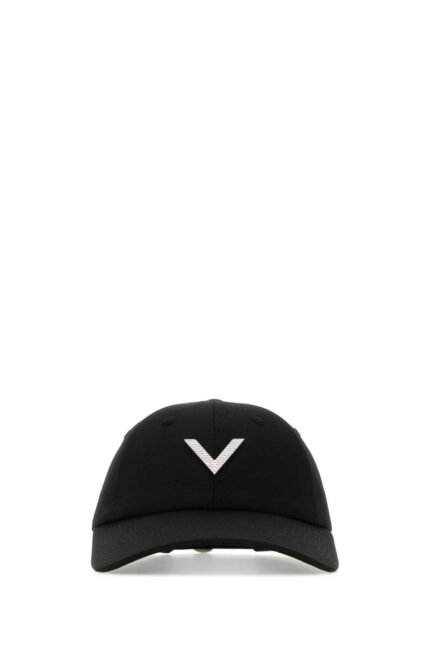 Black stretch cotton baseball cap
