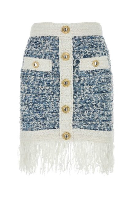 Embroidered tweed skirt