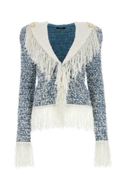 Embroidered tweed cardigan