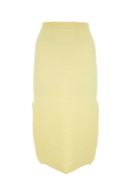 Yellow stretch cotton blend skirt