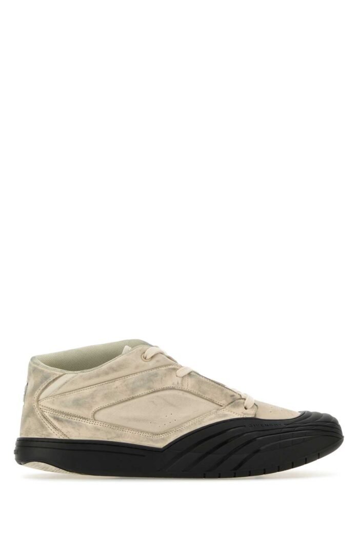Sand fabric and leather Skater sneakers - Image 1