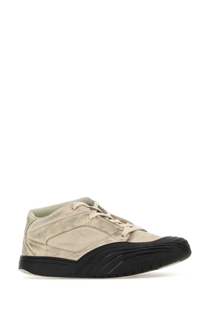 Sand fabric and leather Skater sneakers - Image 2