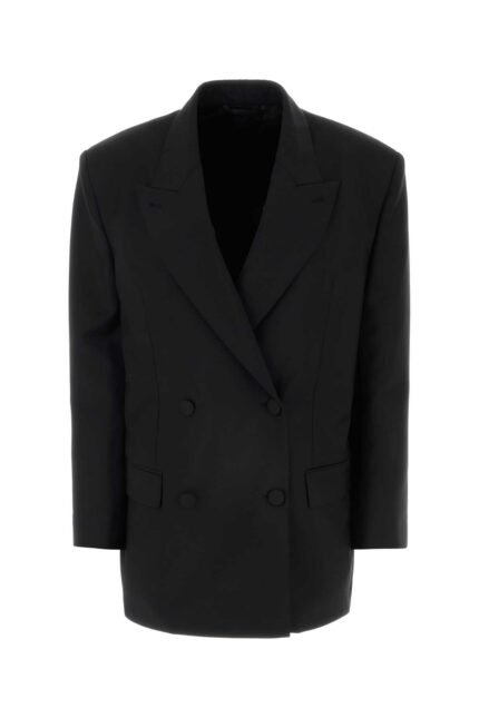 Black wool blend oversize blazer