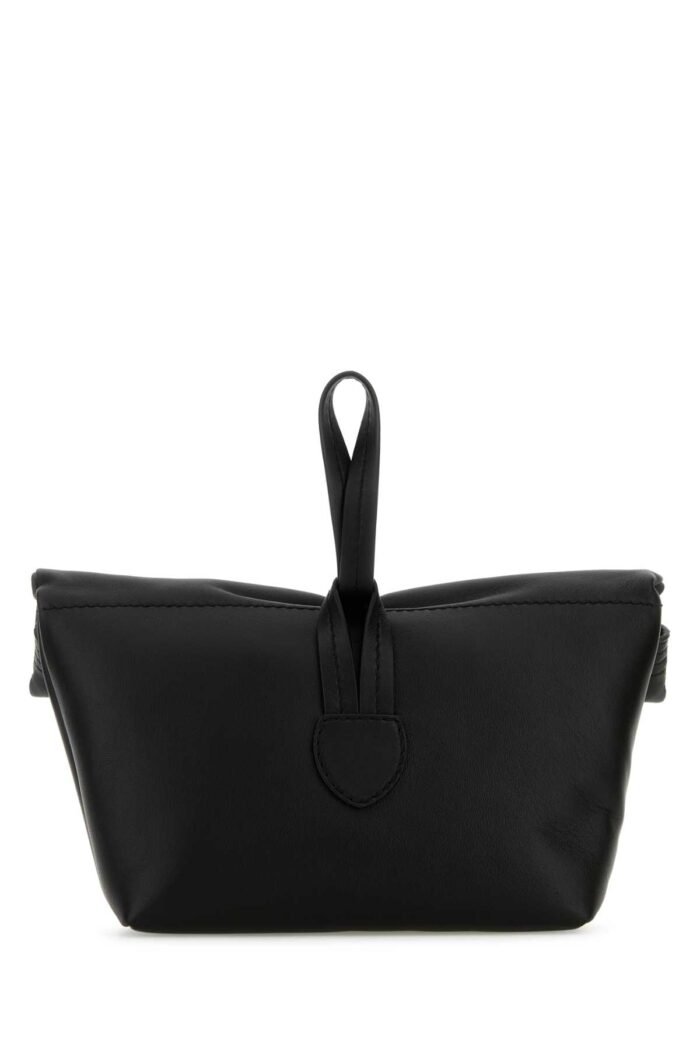 Black leather Paper Bag clutch - Image 3